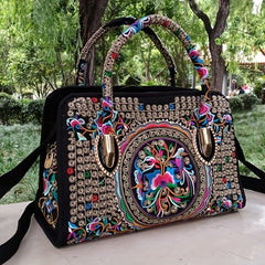Women's Vintage Embroidered Tote Bag, Ethnic Satchel Bag, All-Match Shoulder Bag - Shah S. Sahota