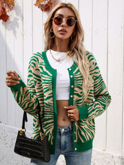 Zebra Print Button Down Cardigan - Shah S. Sahota