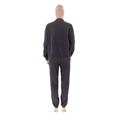 Corduroy Crew Neck Pullover Long Sleeve Sweatshirts & TiePants Two-Piece Sets - Shah S. Sahota