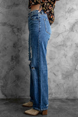 Distressed High Waist Jeans with Pockets - Shah S. Sahota