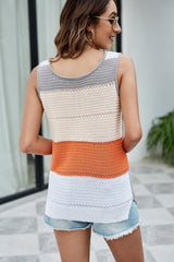 Color Block Slit Knit Tank - Shah S. Sahota