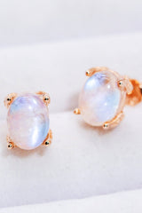 Natural Moonstone 4-Prong Stud Earrings - Shah S. Sahota