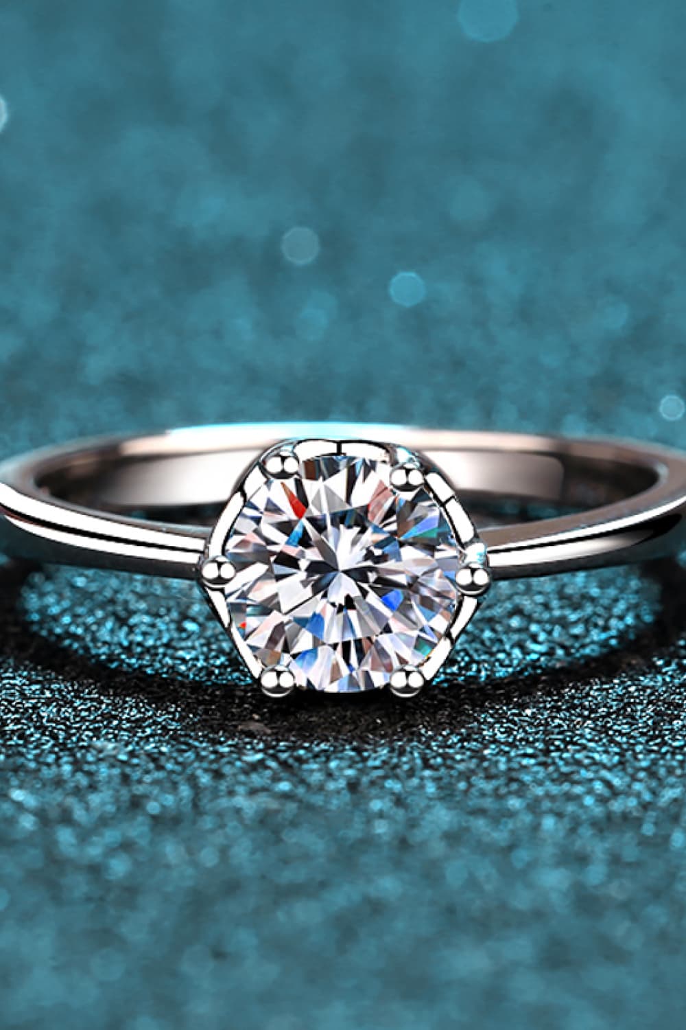 1 Carat Moissanite Rhodium-Plated Solitaire Ring - Shah S. Sahota