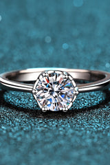 1 Carat Moissanite Rhodium-Plated Solitaire Ring - Shah S. Sahota