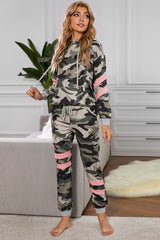 Camouflage Contrast Detail Hoodie and Joggers Lounge Set - Shah S. Sahota