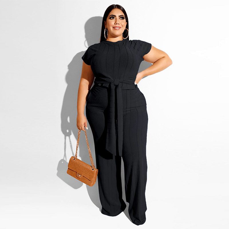 Women's Solid Color Belted Two Piece Set - Shah S. Sahota