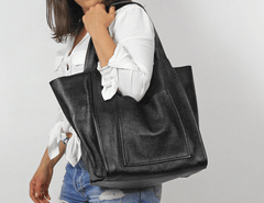 Retro Large Capacity Waxy Leather Tote Bag - Shah S. Sahota