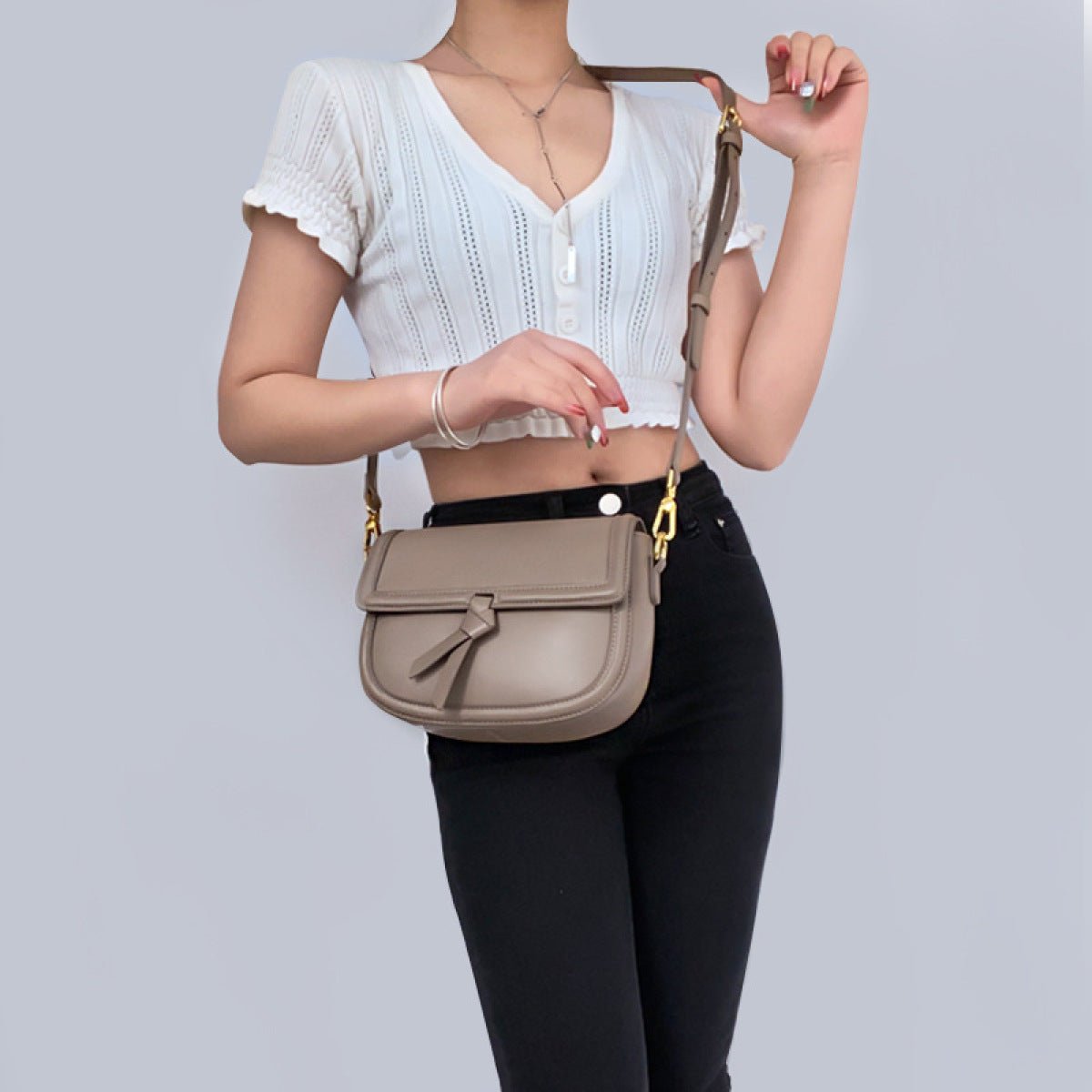 Casual Knot Saddle Bag With Magnetic Buckle - Shah S. Sahota