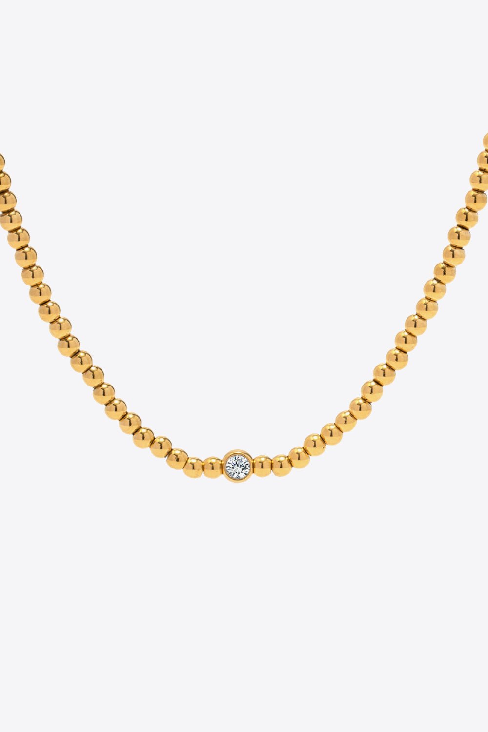Inlaid Zircon Beaded Stainless Steel Necklace - Shah S. Sahota