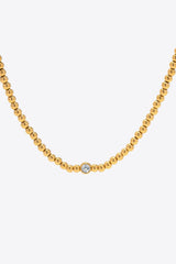 Inlaid Zircon Beaded Stainless Steel Necklace - Shah S. Sahota