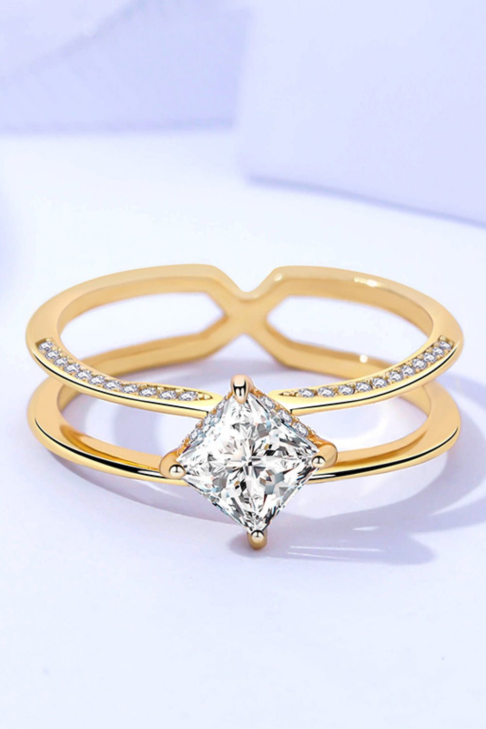 Moissanite 18K Gold-Plated Double-Layered Ring - Shah S. Sahota