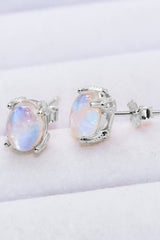 Natural Moonstone 4-Prong Stud Earrings - Shah S. Sahota