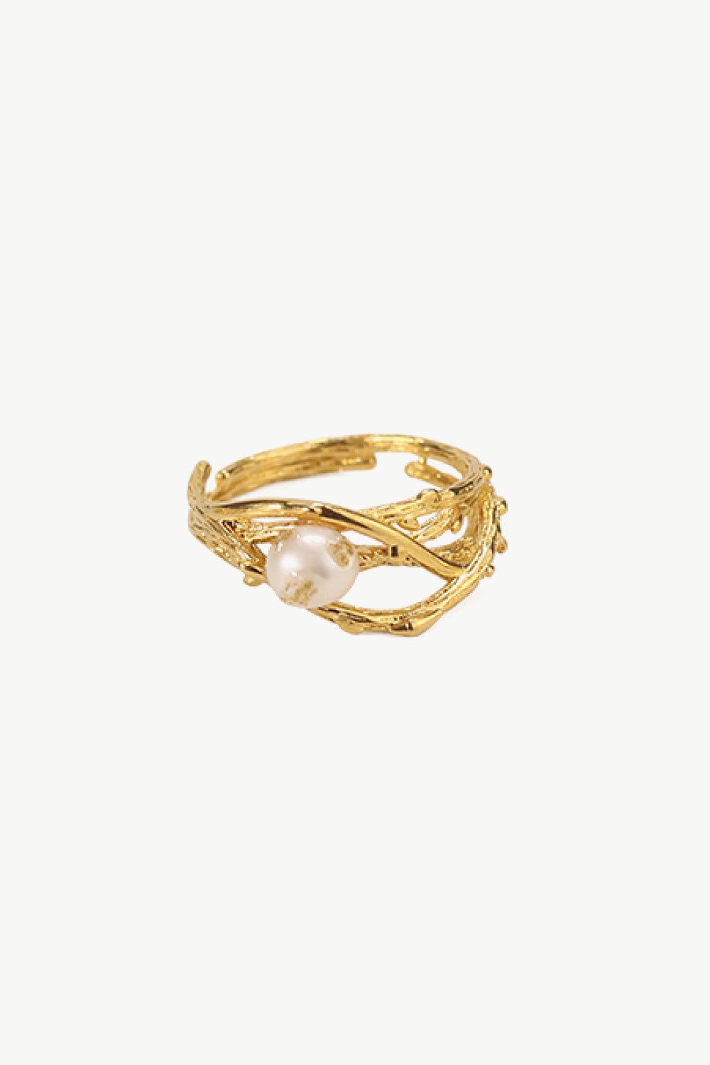 Nest Pearl Gold-Plated Ring - Shah S. Sahota