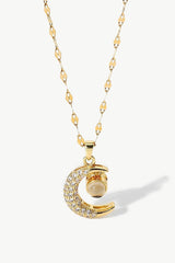 Inlaid Cubic Zirconia Moon Pendant Necklace - Shah S. Sahota