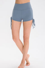 Side Drawstring High Waist Yoga Shorts - Shah S. Sahota