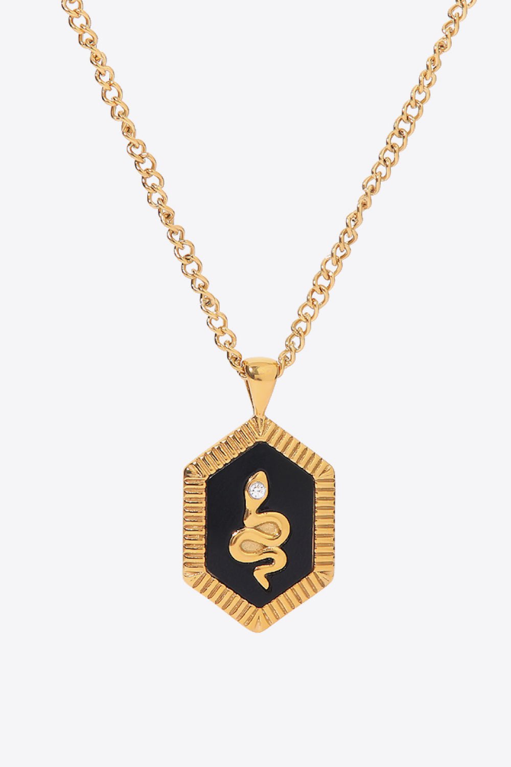18K Gold Plated Snake Geometric Pendant Necklace - Shah S. Sahota