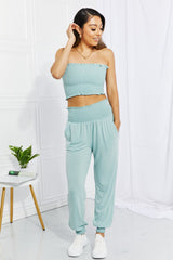 Zenana Full Size Stylish Comfort Smocked Tube Top & Joggers Set - Shah S. Sahota