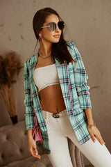 Lapel Long Sleeve Plaid Blaze - Shah S. Sahota