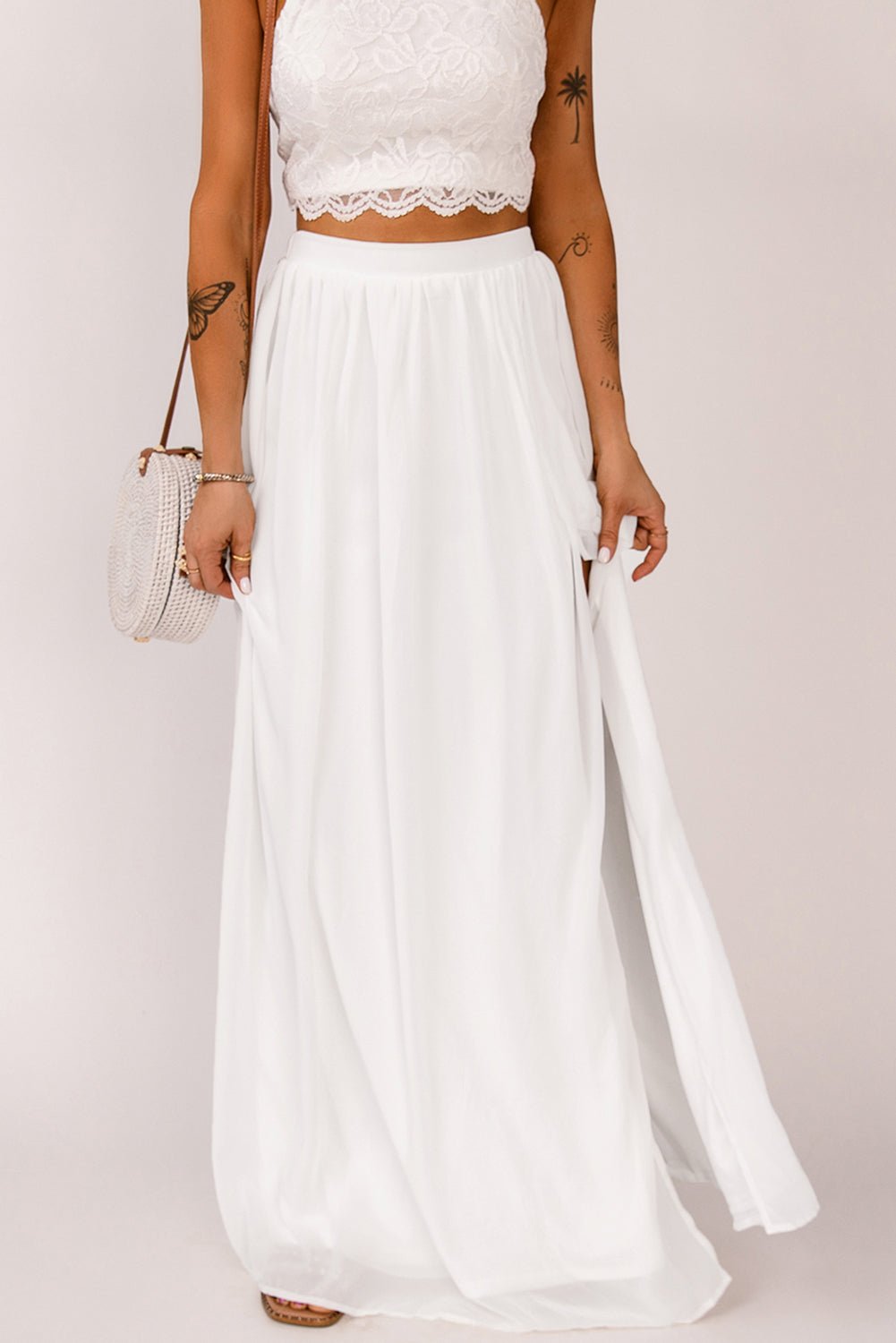 Elastic Waistband Split Maxi Skirt - Shah S. Sahota