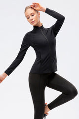 Zip Up Exposed Seam Top with Pockets - Shah S. Sahota