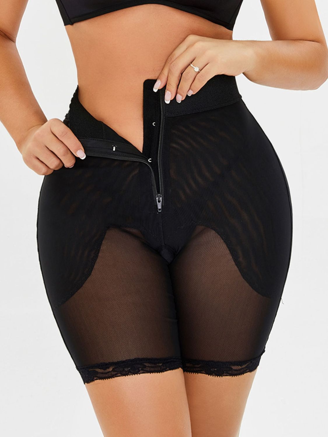 Full Size High-Waisted Lace Trim Shaping Shorts - Shah S. Sahota