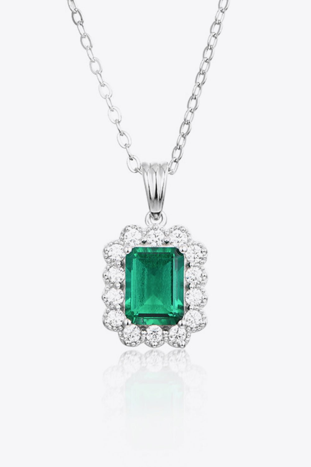 1.5 Carat Lab-Grown Emerald Pendant 925 Sterling Silver Necklace - Shah S. Sahota