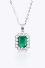 1.5 Carat Lab-Grown Emerald Pendant 925 Sterling Silver Necklace - Shah S. Sahota