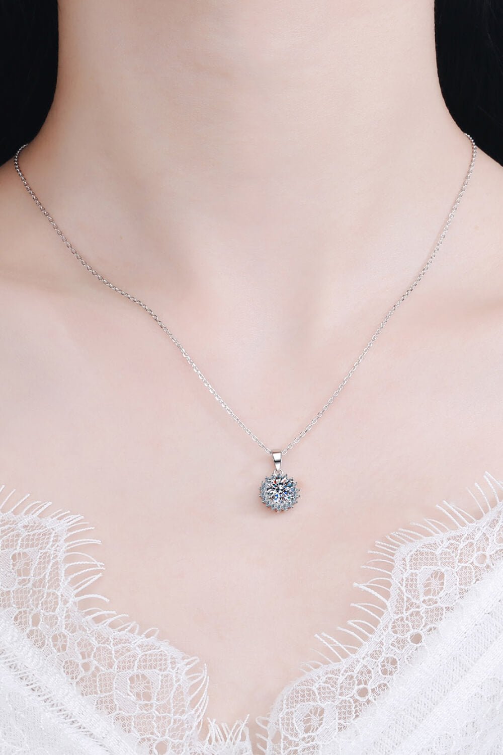 925 Sterling Silver Moissanite Pendant Necklace - Shah S. Sahota