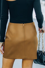 Asymmetrical PU Leather Mini Skirt - Shah S. Sahota