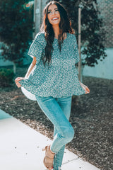 Floral Flare Sleeve Ruffle Hem Top - Shah S. Sahota