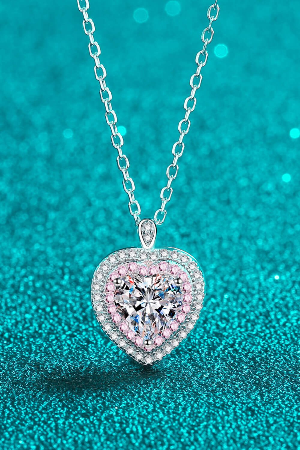 925 Sterling Silver 1 Carat Moissanite Heart Pendant Necklace - Shah S. Sahota