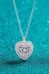 925 Sterling Silver 1 Carat Moissanite Heart Pendant Necklace - Shah S. Sahota
