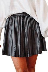 Black Pleated High Waist Mini Skirt - Shah S. Sahota