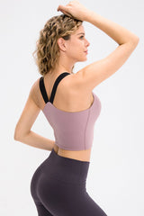Contrast Strap Cropped Yoga Tank - Shah S. Sahota