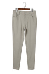 Khaki Casual Stretch High Waist Skinny Pants