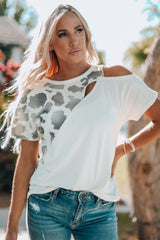 Printed Cold-Shoulder Short Sleeve T-Shirt - Shah S. Sahota