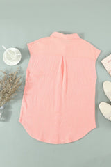 Cap-Sleeve Button Down Shirt - Shah S. Sahota