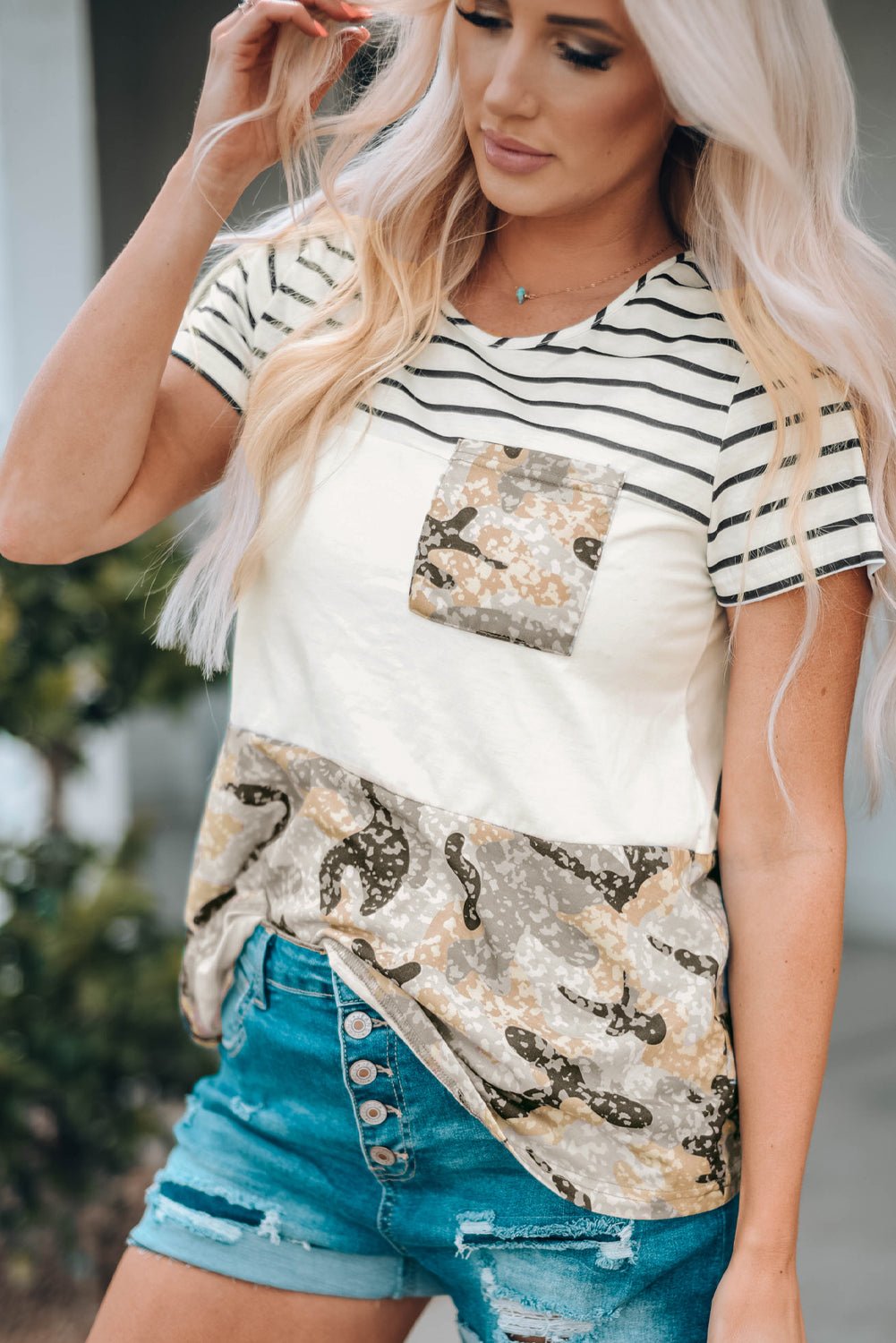 Camo Color Block Pocket Tee - Shah S. Sahota