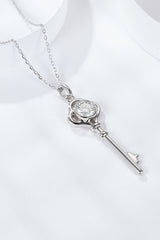 925 Sterling Silver 1 Carat Moissanite Key Pendant Necklace - Shah S. Sahota