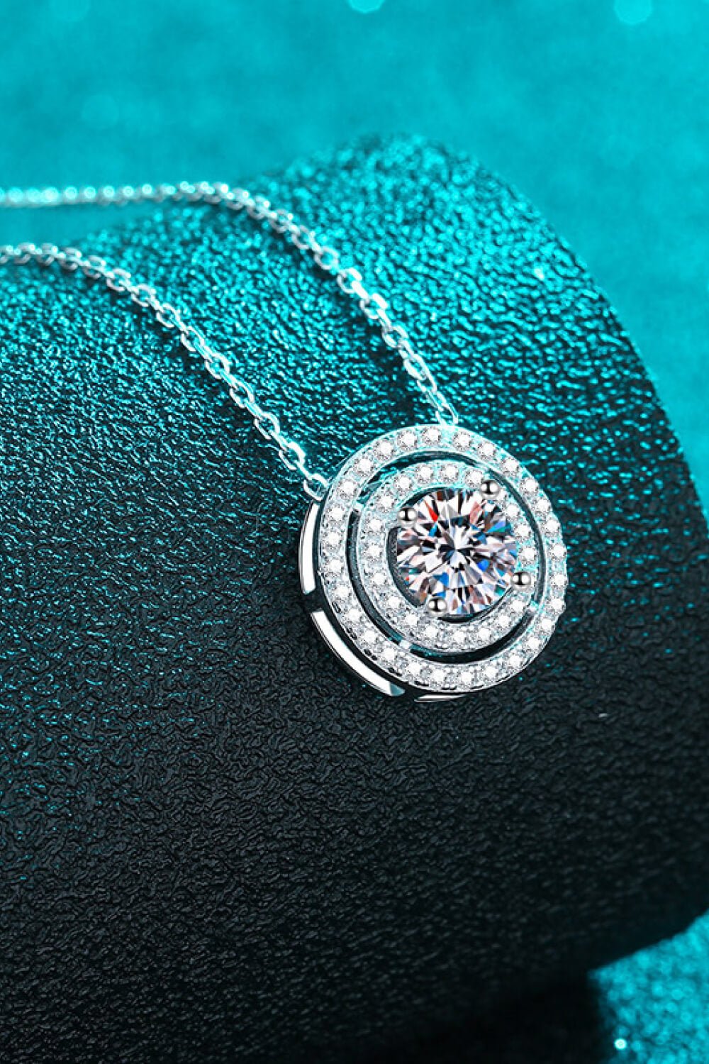 Moissanite Round Pendant Rhodium-Plated Necklace - Shah S. Sahota