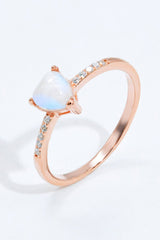 Natural Moonstone Heart 18K Rose Gold-Plated Ring - Shah S. Sahota