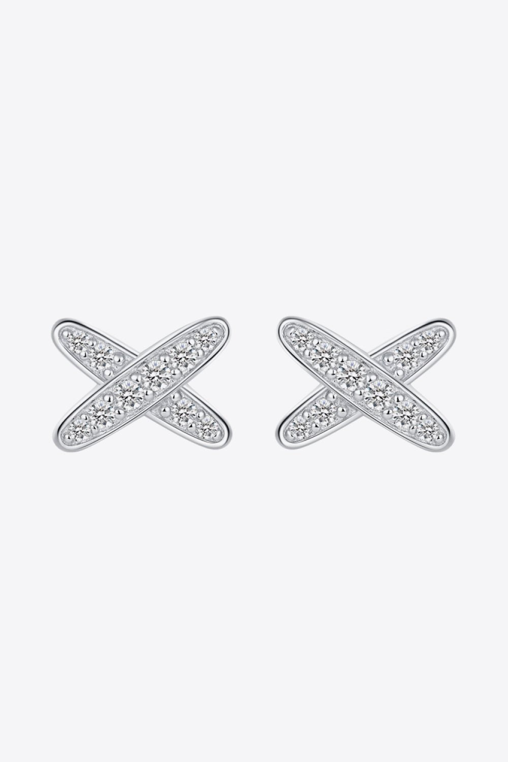 925 Sterling Silver X-Shape Moissanite Earrings - Shah S. Sahota