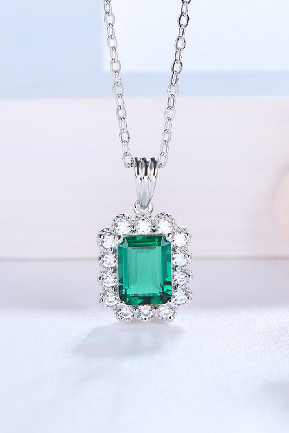 1.5 Carat Lab-Grown Emerald Pendant 925 Sterling Silver Necklace - Shah S. Sahota