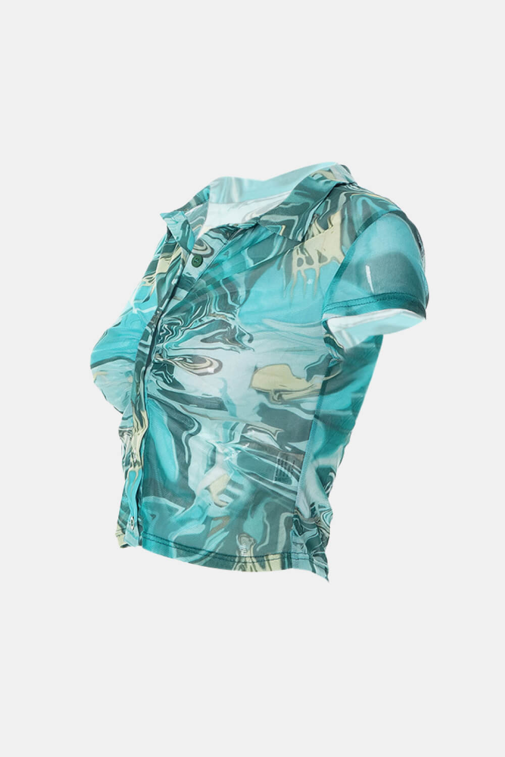 Abstract Print Short Sleeve Cropped Shirt - Shah S. Sahota