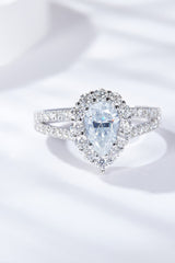1 Carat Moissanite Teardrop Split Shank Ring - Shah S. Sahota