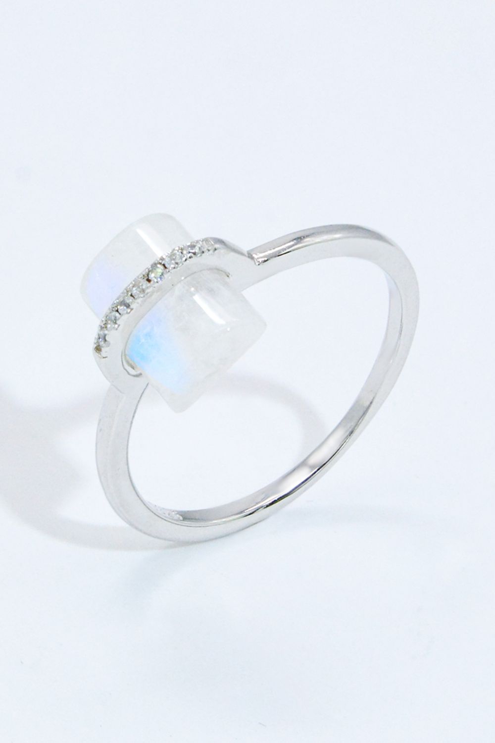 Natural Moonstone Platinum-Plated Ring - Shah S. Sahota