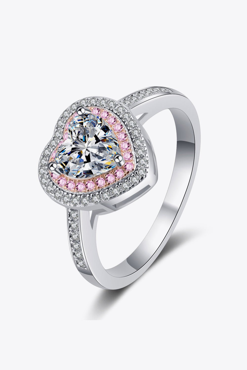 1 Carat Moissanite Heart 925 Sterling Silver Ring - Shah S. Sahota