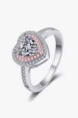 1 Carat Moissanite Heart 925 Sterling Silver Ring - Shah S. Sahota