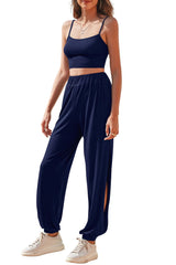 Cropped Cami and Side Split Joggers Set - Shah S. Sahota
