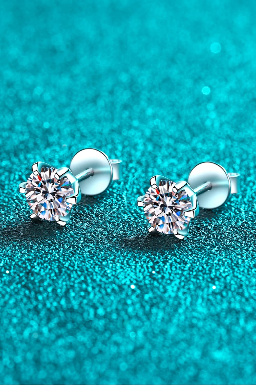 1 Carat Moissanite Rhodium-Plated Stud Earrings - Shah S. Sahota